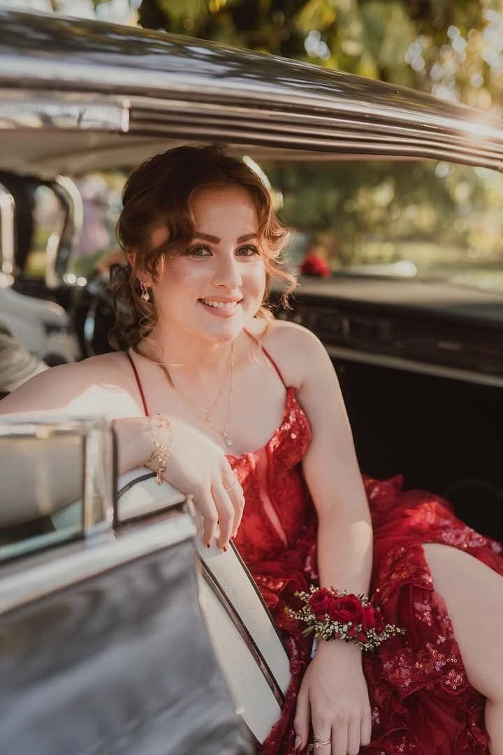 Soft curled formal hair and glowing makeup by My Place, Rockhampton